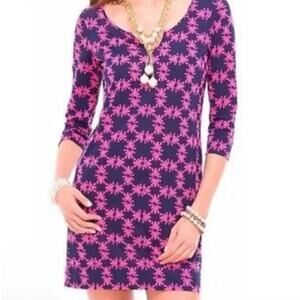 Lilly Pulitzer Gretchen Get Hoppy Frog Print Mini Dress Navy lightweight S